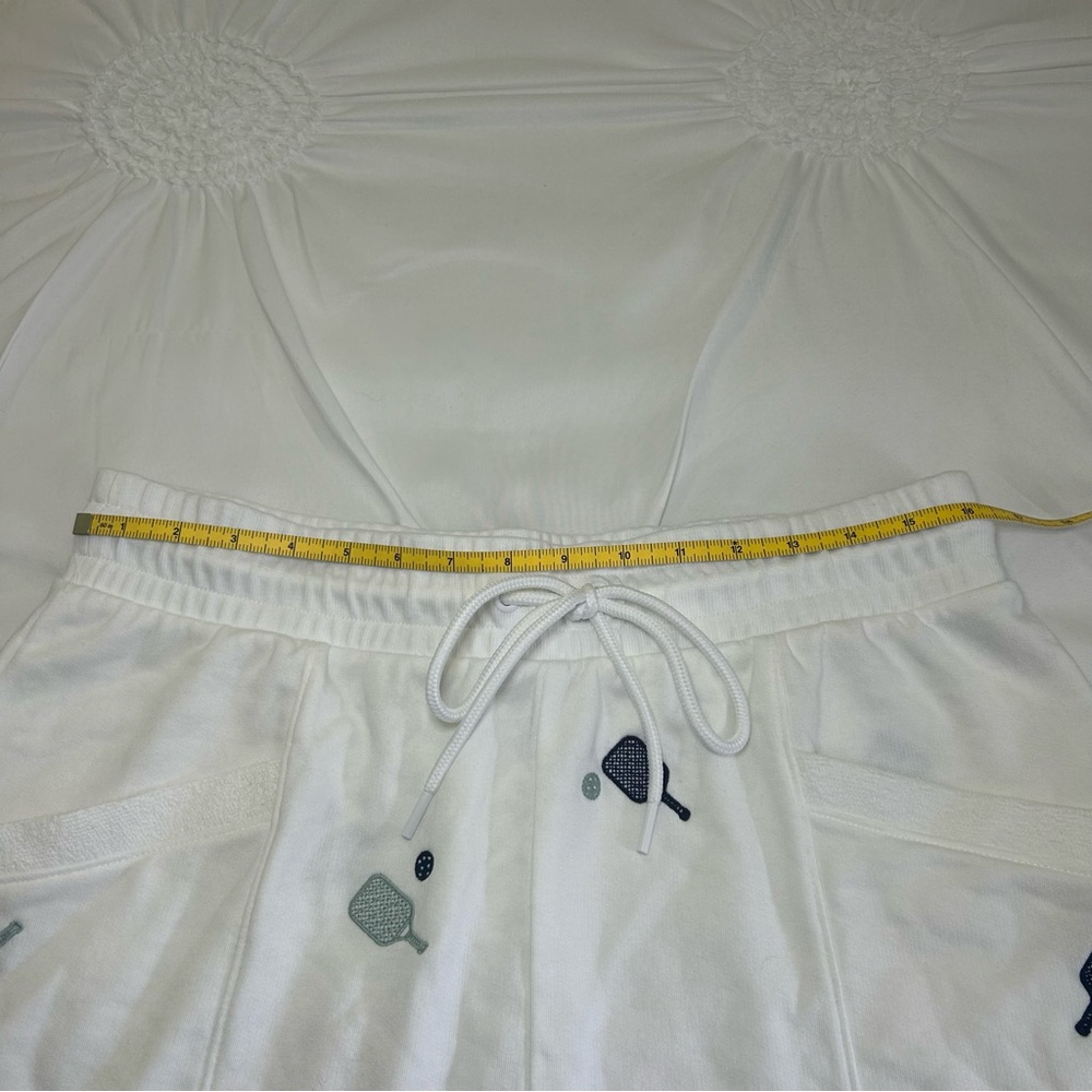 Lou & Grey Elastic Tie Waist Cotton Blend Shorts w/ Novelty Tennis Print Size L - Picture 8 of 13